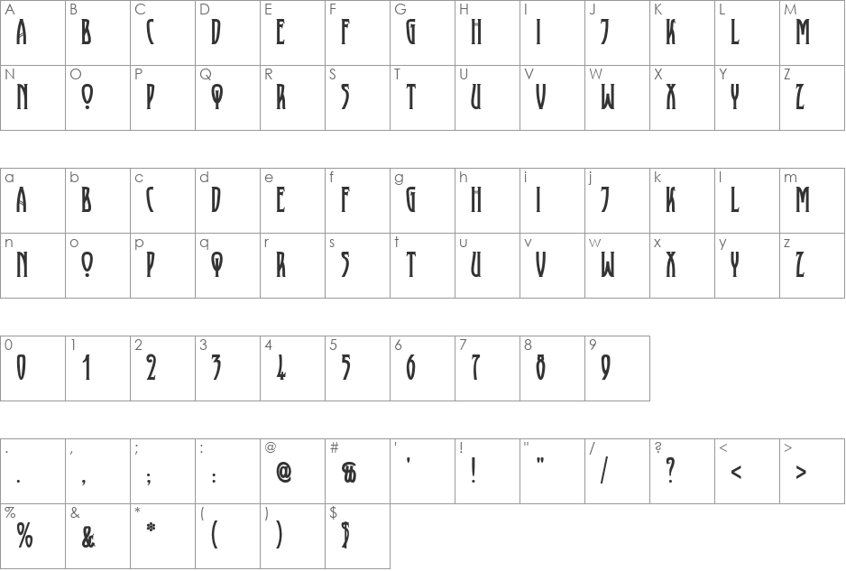 Proletariat font character map preview