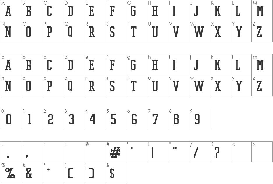 PROMESH Stitch font character map preview
