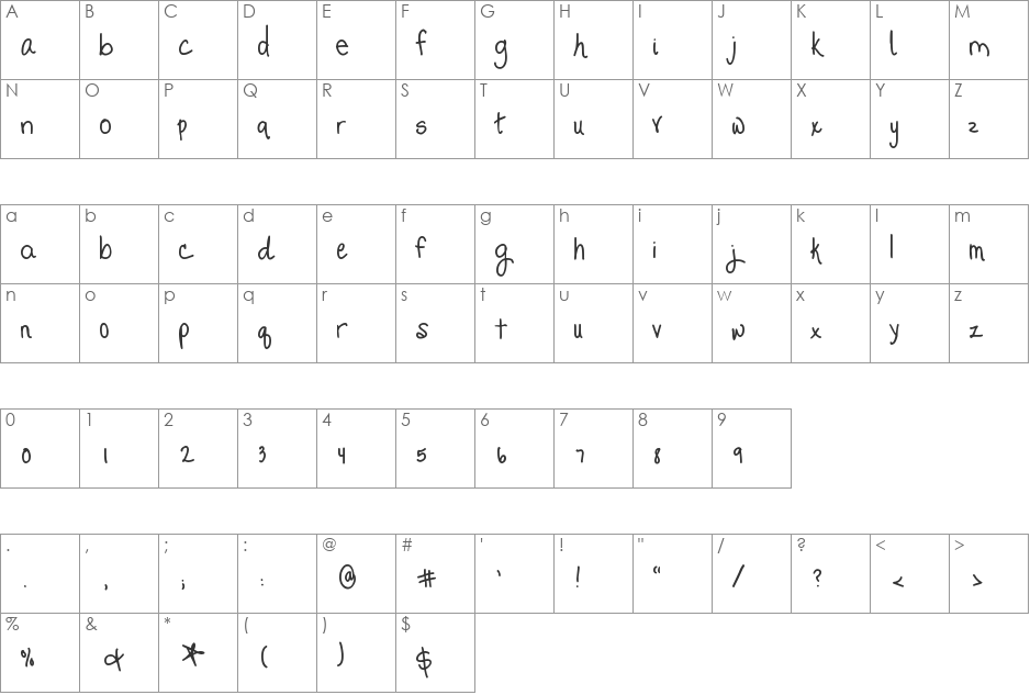 Promised Freedom font character map preview