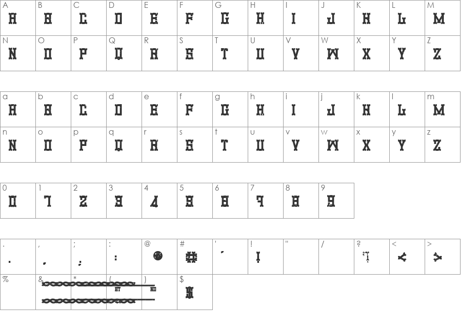 Promotion font character map preview