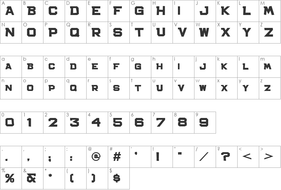 Bachelor Pad JL font character map preview