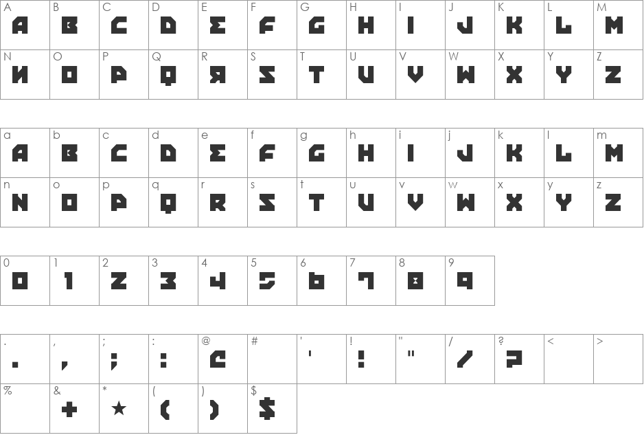 Propaganda font character map preview