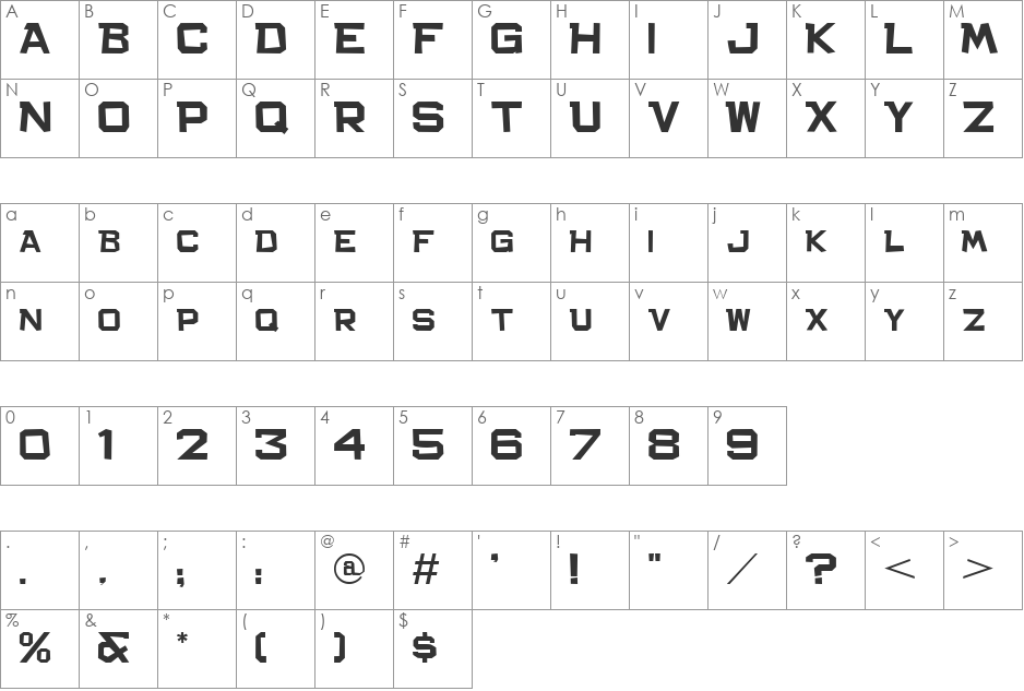 Bachelor Pad JL font character map preview