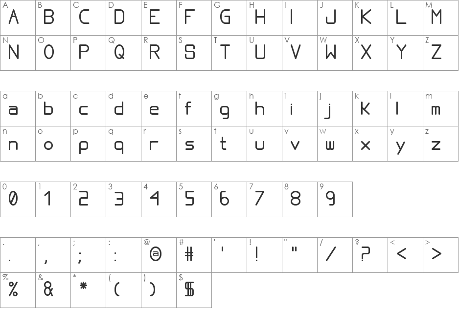 proportional tfb font character map preview