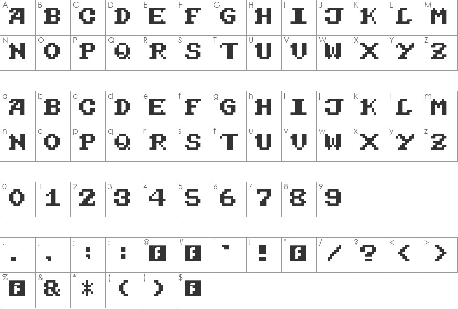 Protector Of Elora Danan - Solid font character map preview