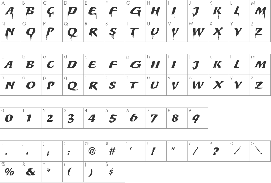 Protest font character map preview