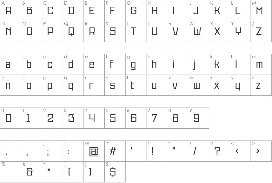 Proto Sans font character map preview