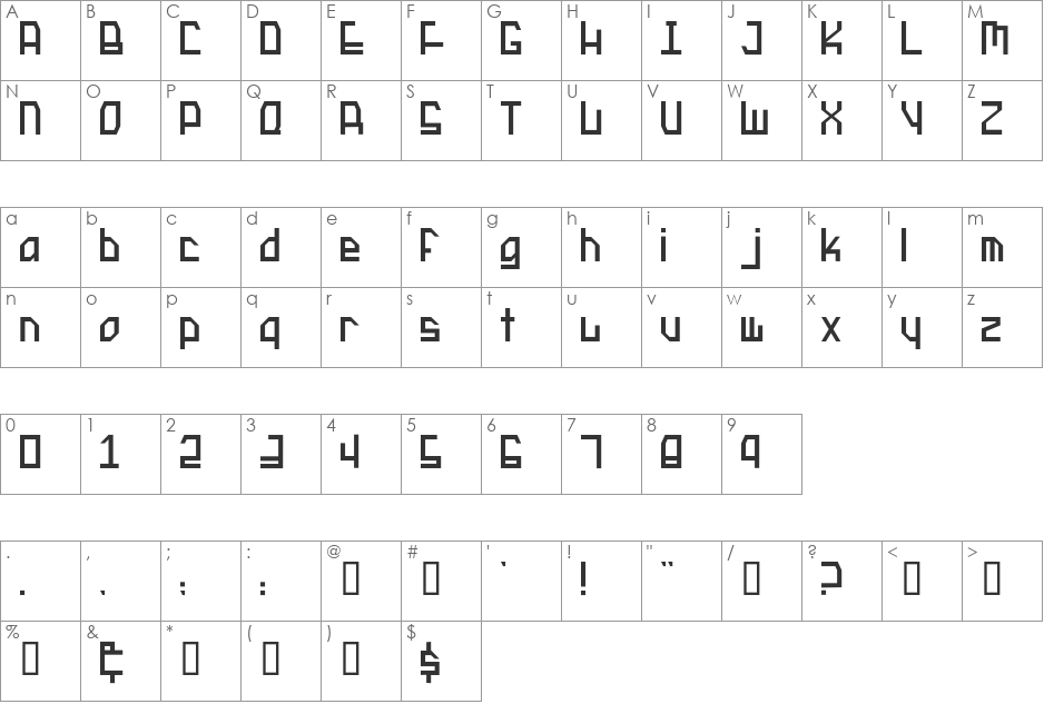 Protocol Update font character map preview