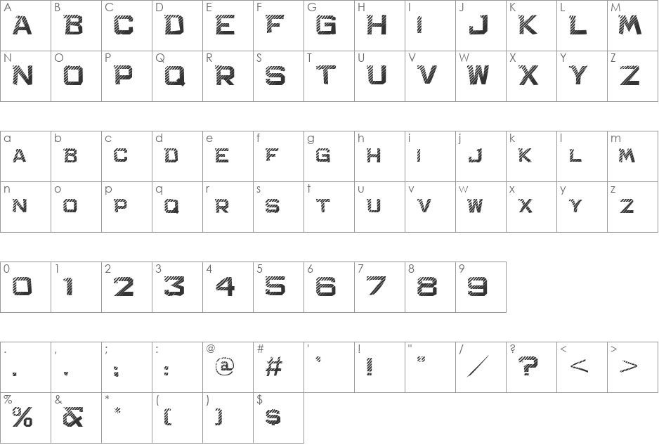 Bachelor Pad Wood JL font character map preview