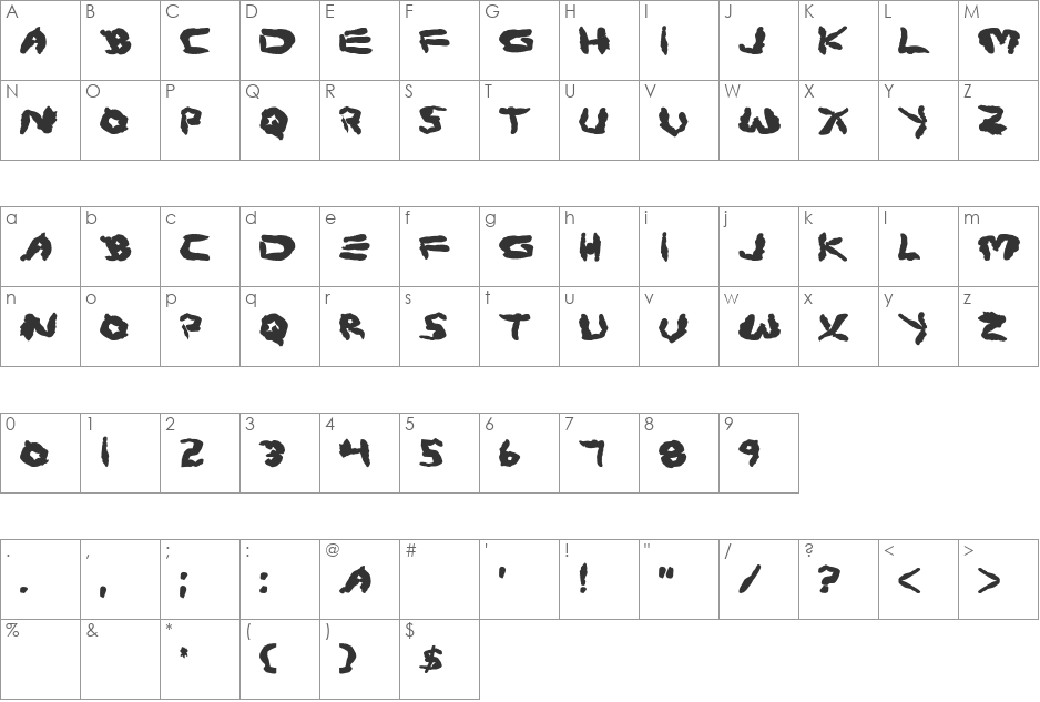 Protoplasm Bold font character map preview