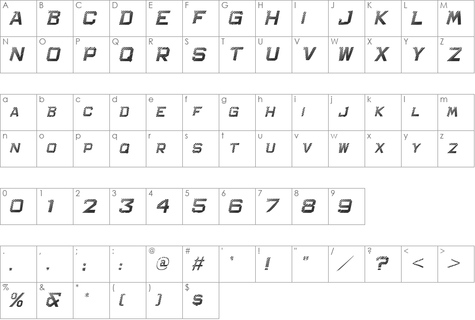 Bachelor Pad Wood JL font character map preview