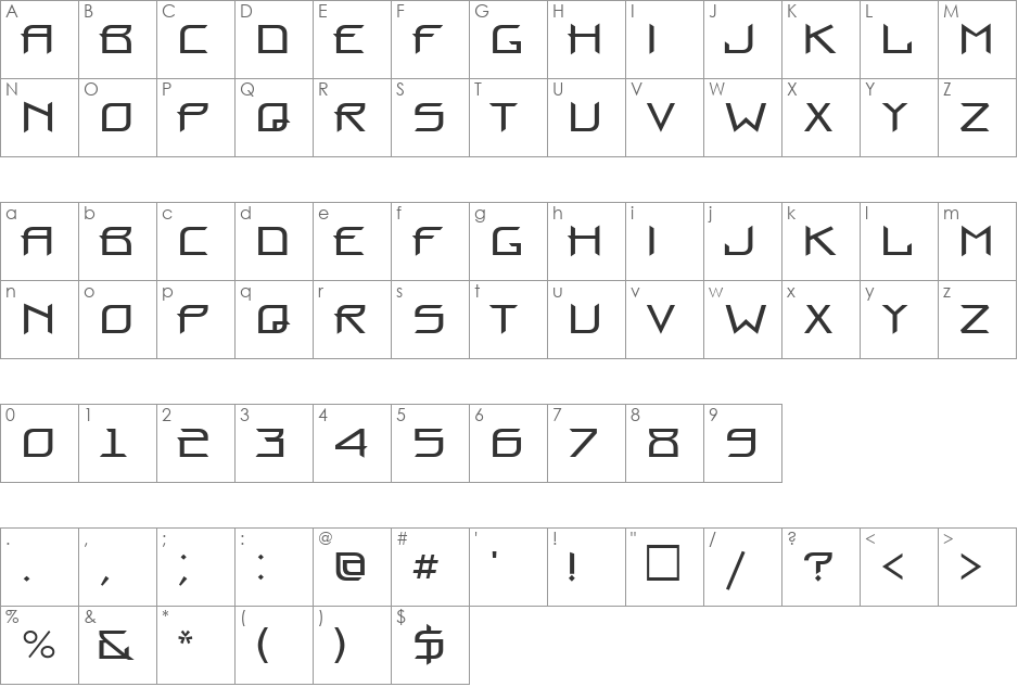 ProunBCTT font character map preview