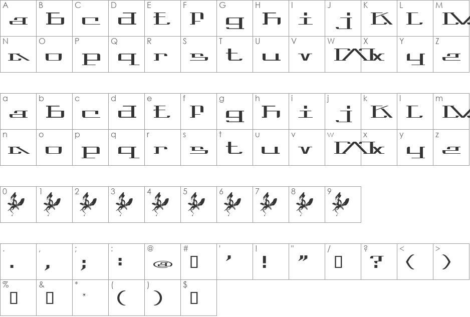 Prozac Child font character map preview