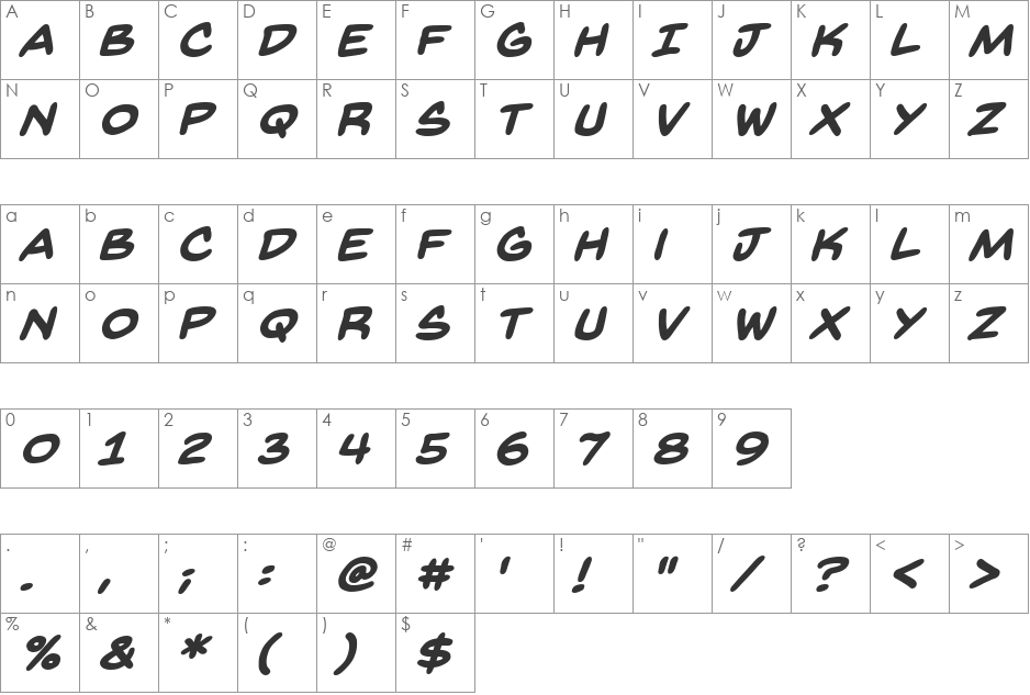 Back Issues BB font character map preview