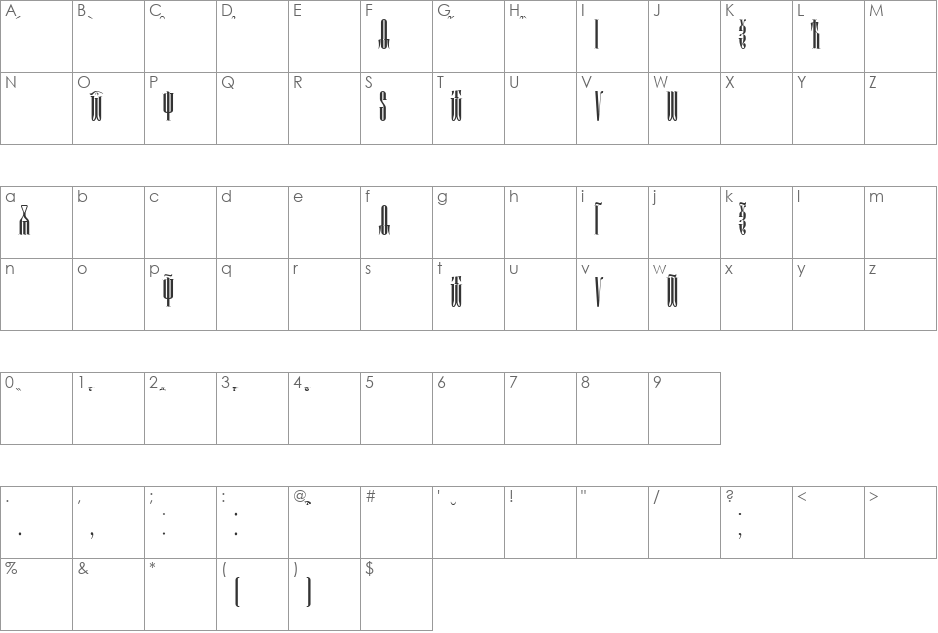PSALTIR font character map preview