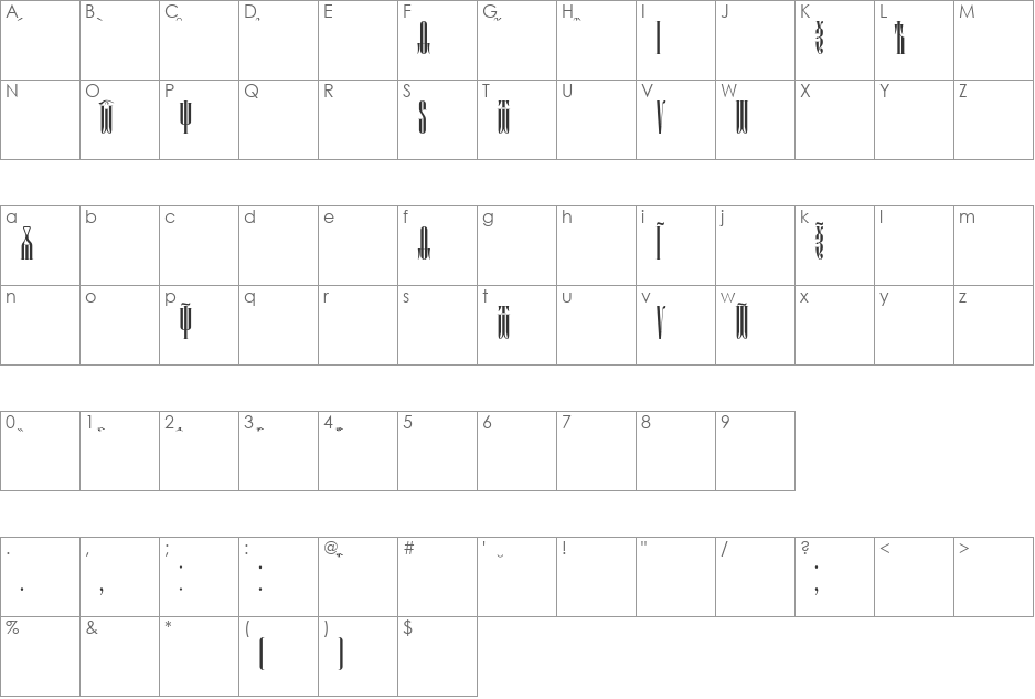 Psaltyr font character map preview