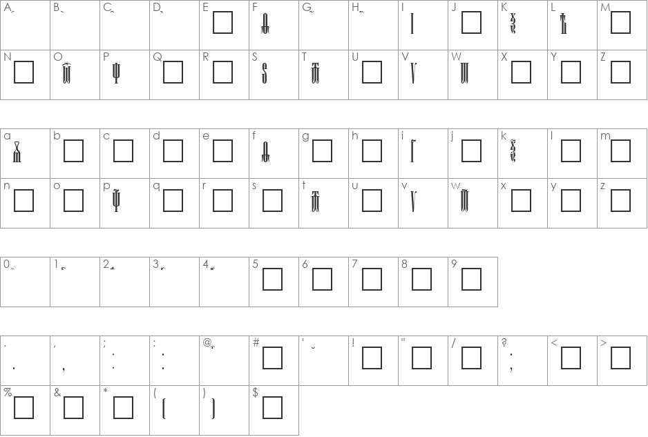 Psaltyr font character map preview