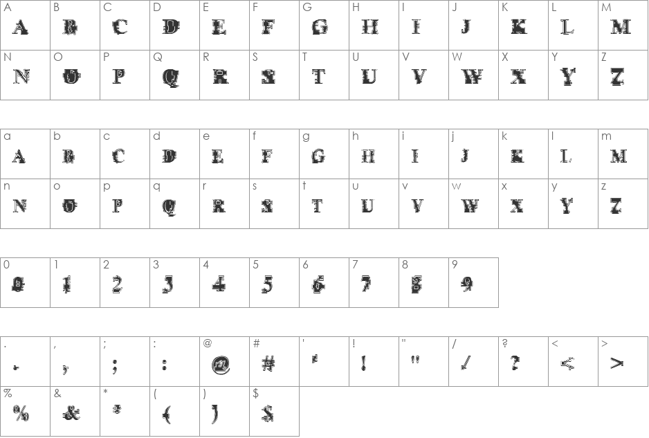 Psi Borgz Street Scrawl font character map preview