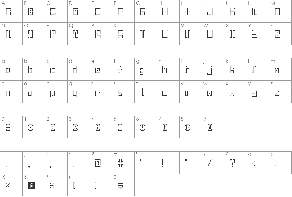 PSO test font character map preview