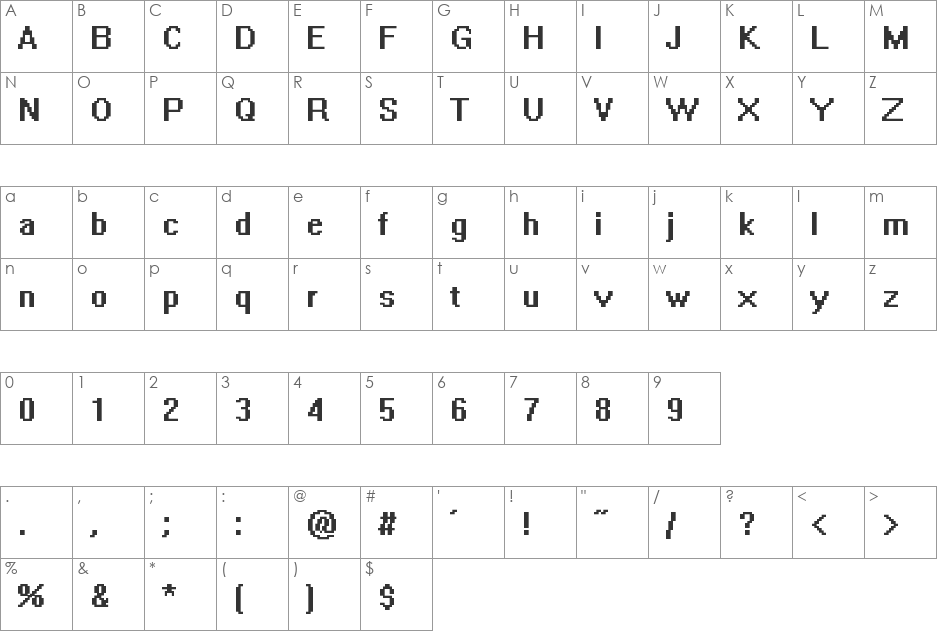 PSSystem font character map preview