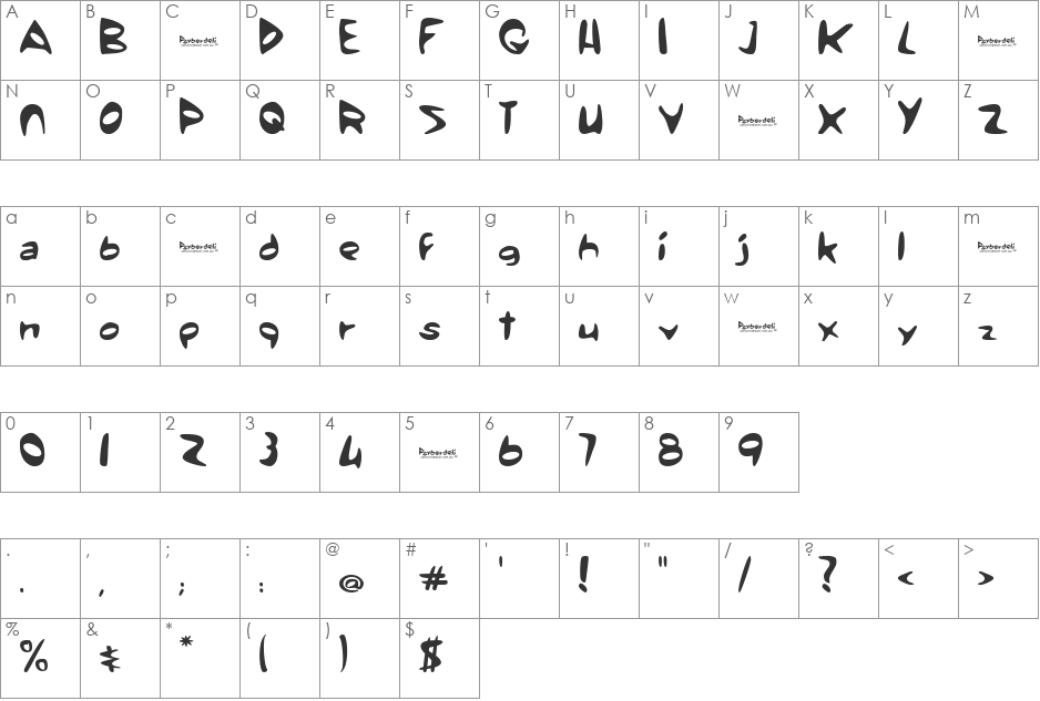 Psyberdeli font character map preview