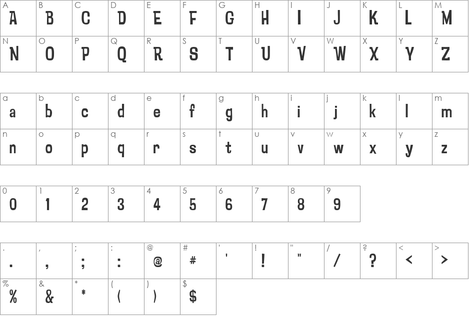Psychatronic font character map preview