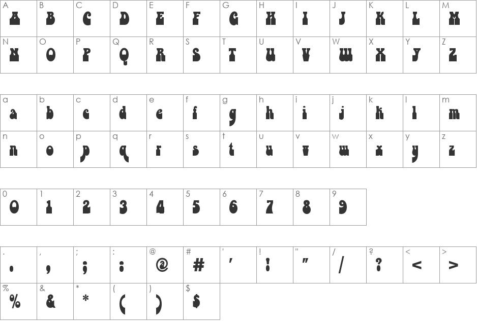Psychedelia HM font character map preview