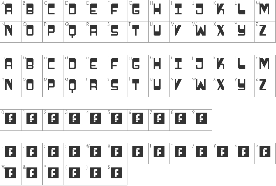 Psychedelic font character map preview