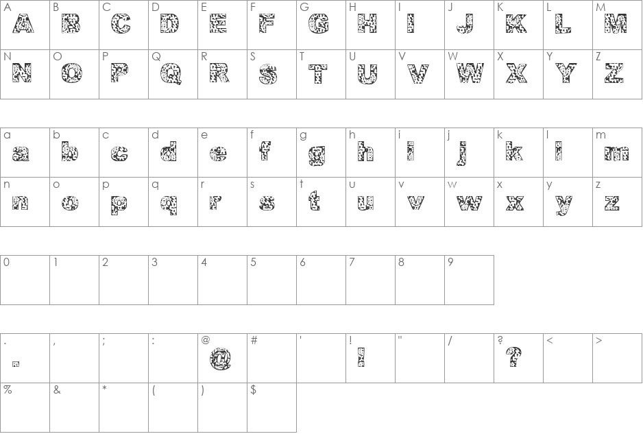 Psychedelic Sauce font character map preview