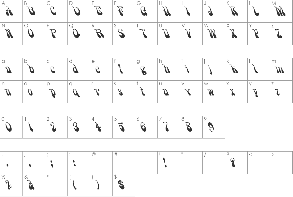 PsychedelicSmok font character map preview