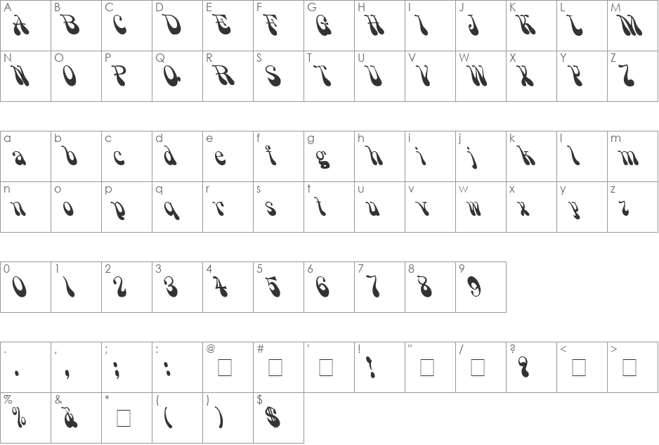 PsychedelicSmoke font character map preview