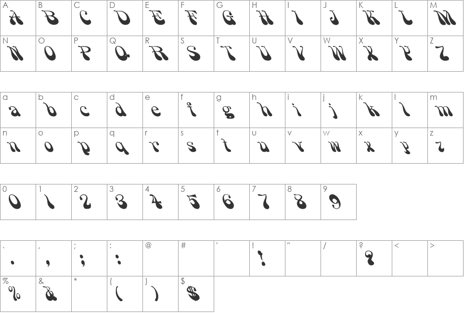 PsychedelicSmoke Wd font character map preview