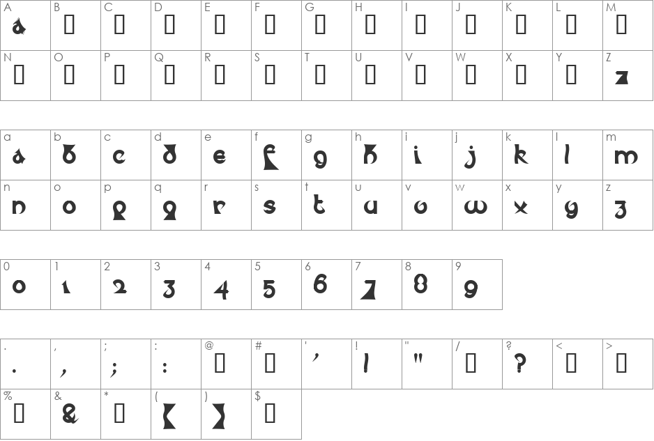 Psychotic Elephant font character map preview