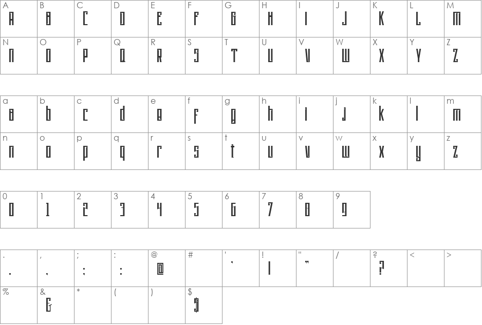 Psychotic Robots font character map preview