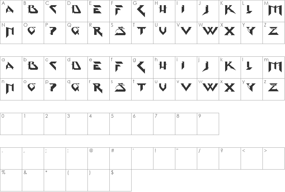 Psycnosis font character map preview