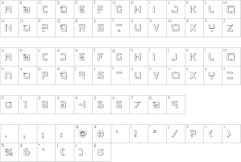 PsYonic VII font character map preview