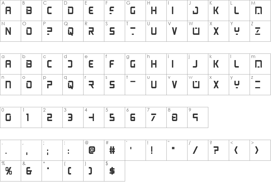 PsYonic VII Bold Condensed font character map preview