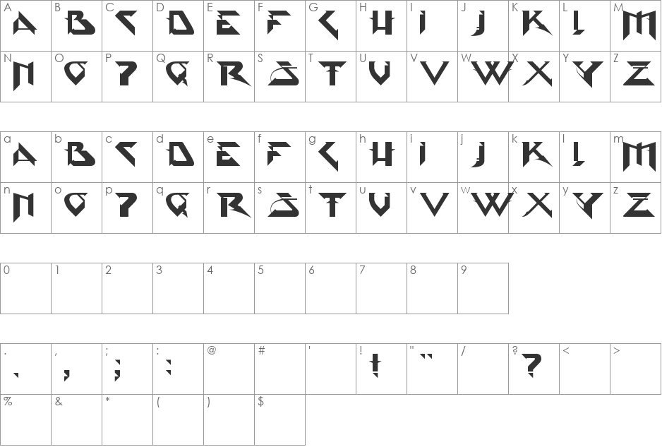 PsyType font character map preview