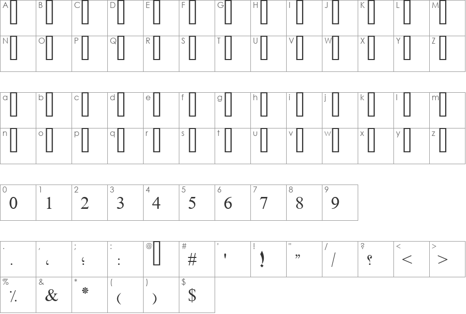 PT Bold Arch font character map preview