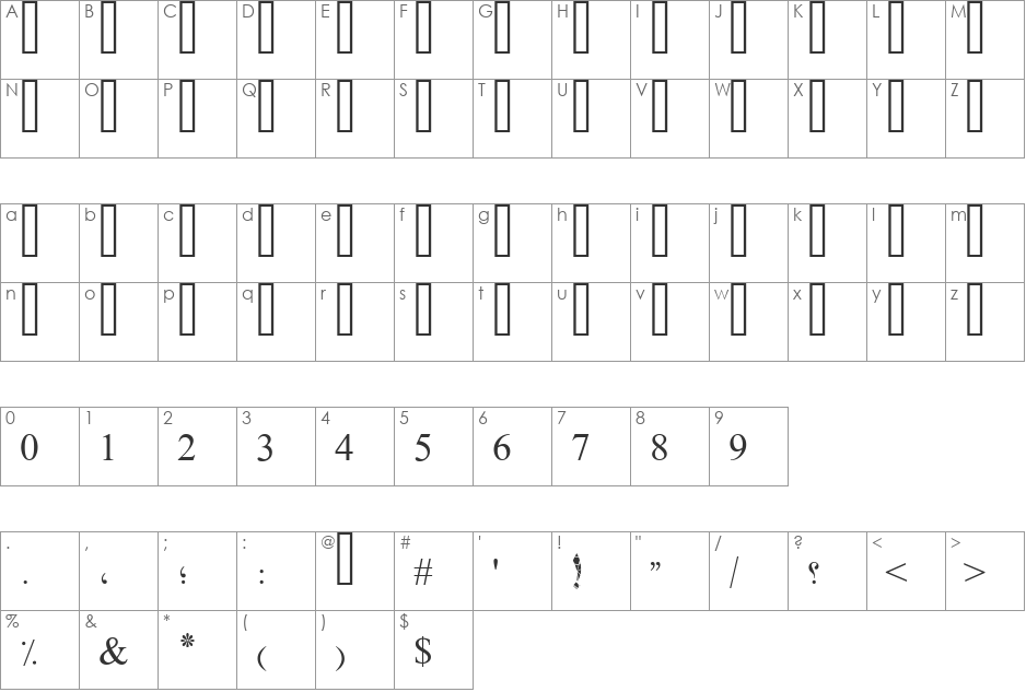 PT Bold Broken font character map preview