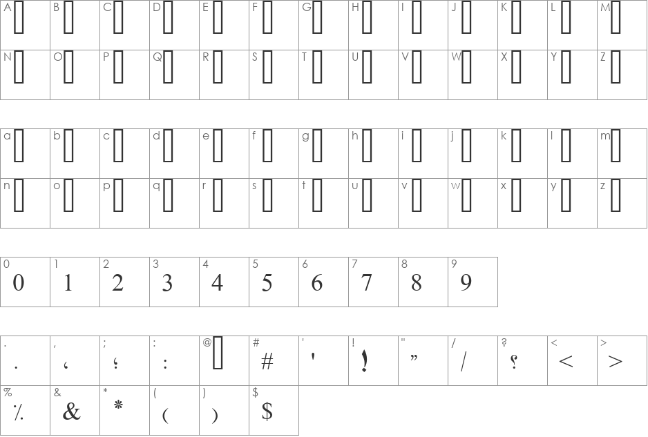 PT Bold Stars font character map preview
