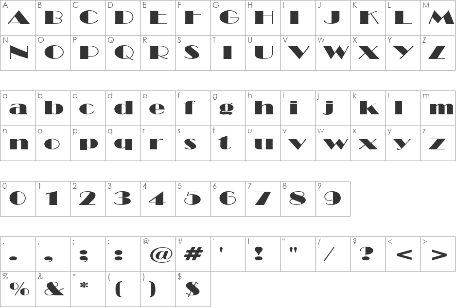 PT Capone Extended font character map preview