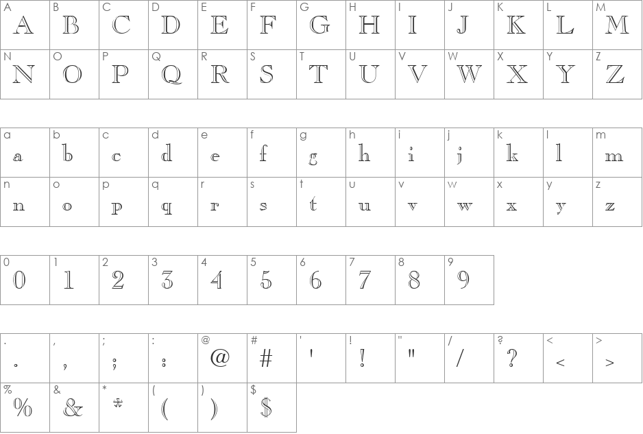 PT Cornerstone font character map preview