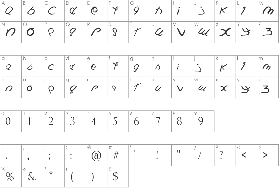 Back To School font character map preview