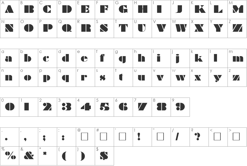 PT Footlocker font character map preview