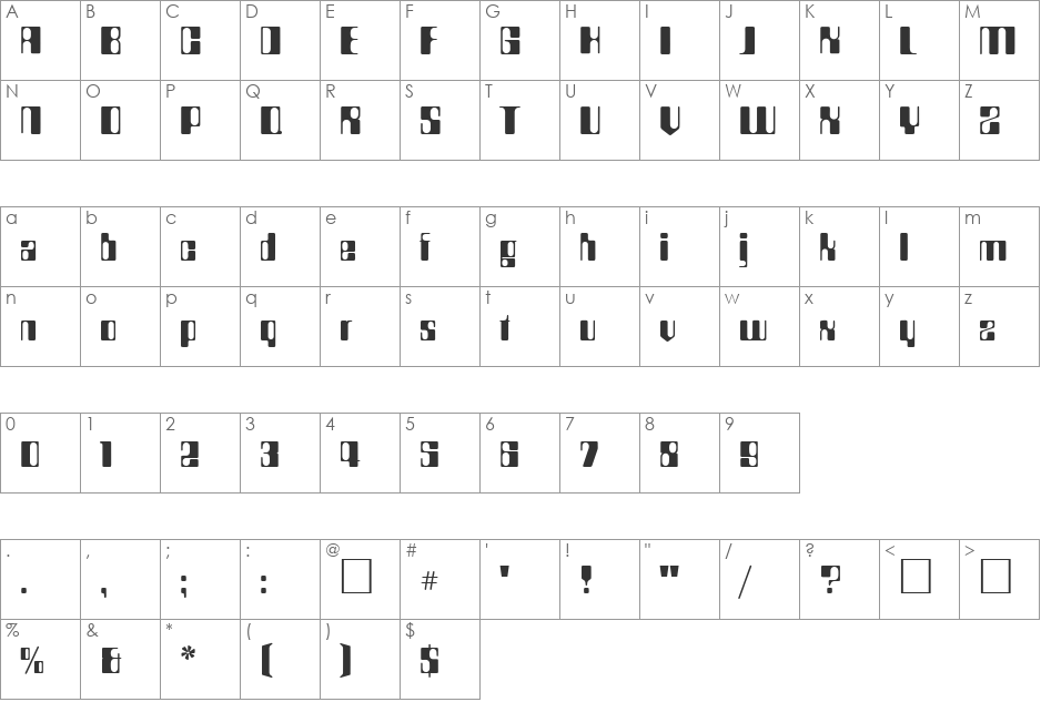 PT HAL font character map preview