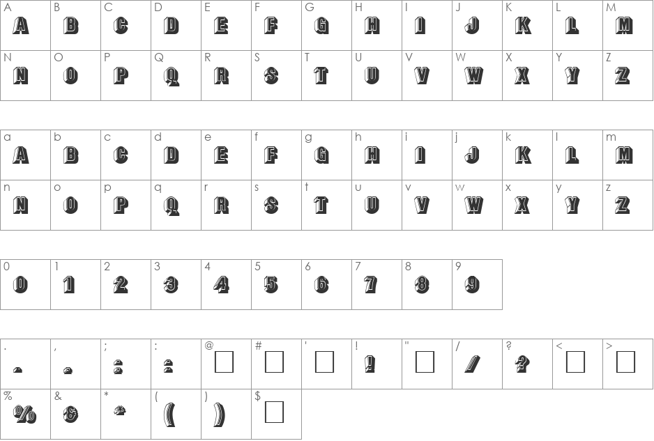 PT High Jack font character map preview