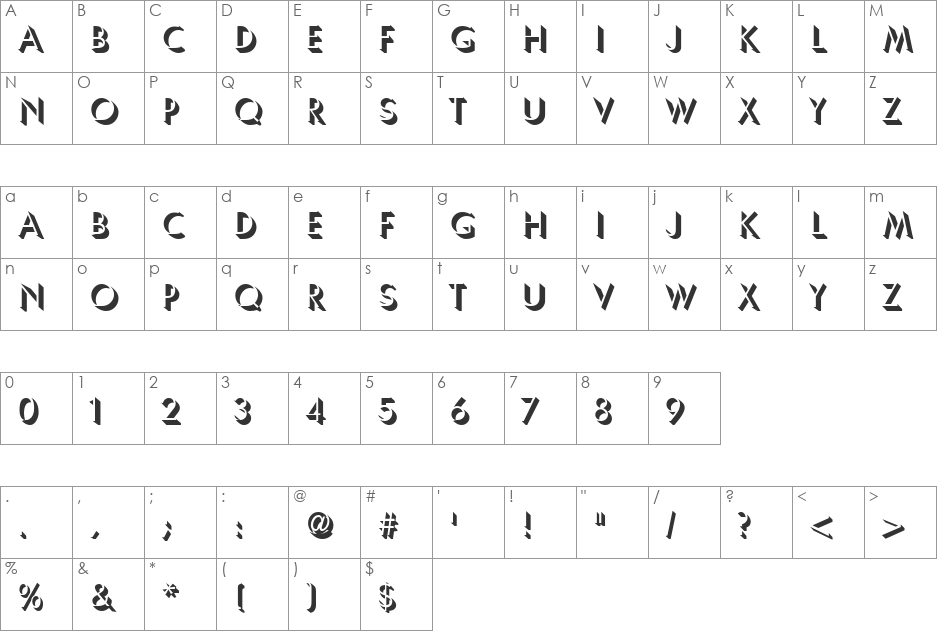 PT High-rise font character map preview