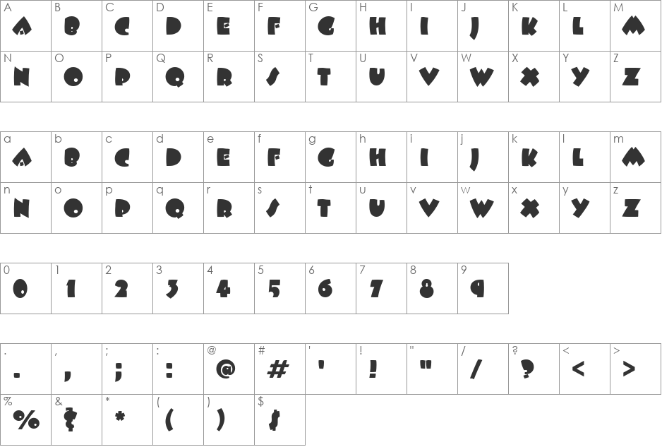PT Lampoon font character map preview