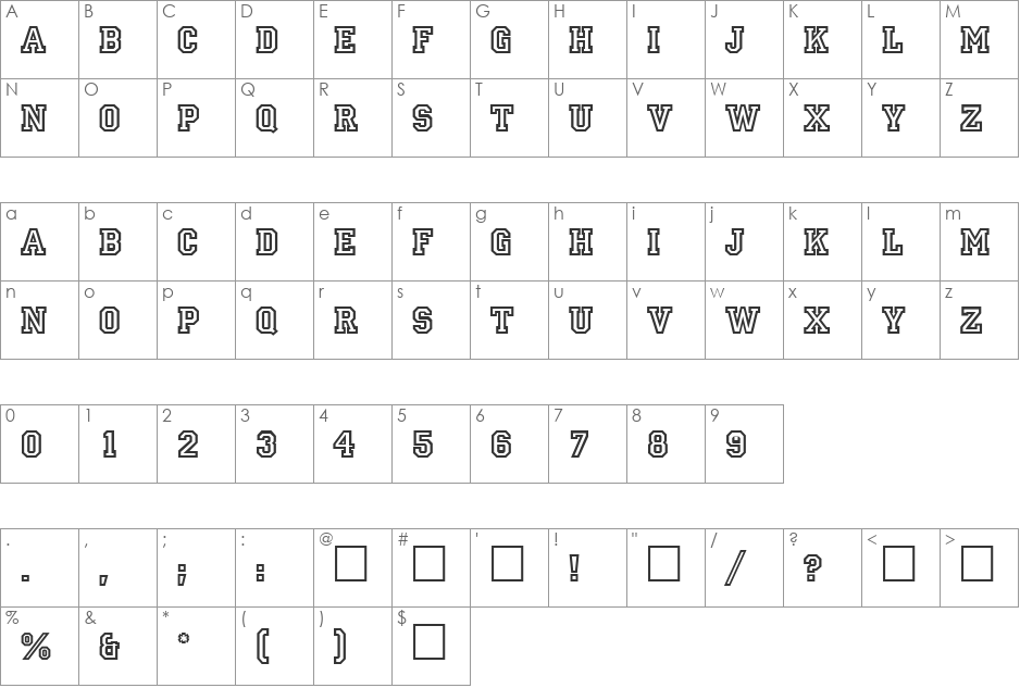 PT Letter Sweater font character map preview